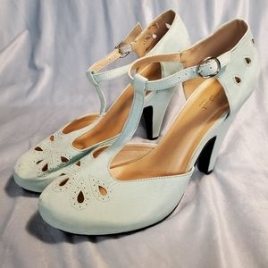 Modcloth 'Zest is History' Aqua T-Strap Heels